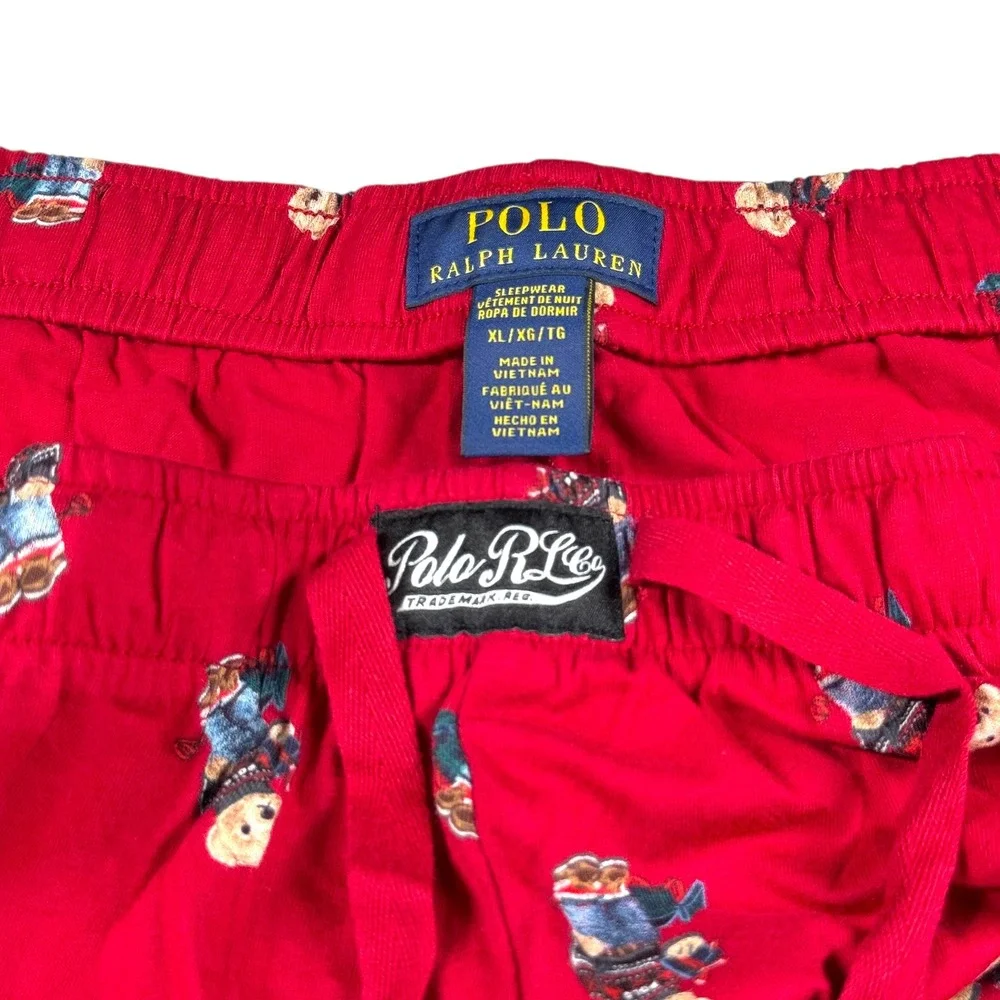Polo Ralph‎ Lauren Mens Polo Bear Cotton Pajama Pant Size Extra Large XL Red